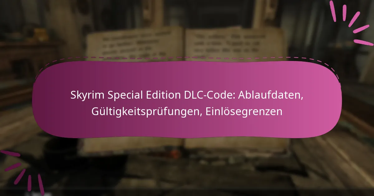 Skyrim Special Edition DLC-Code: Ablaufdaten, Gültigkeitsprüfungen, Einlösegrenzen