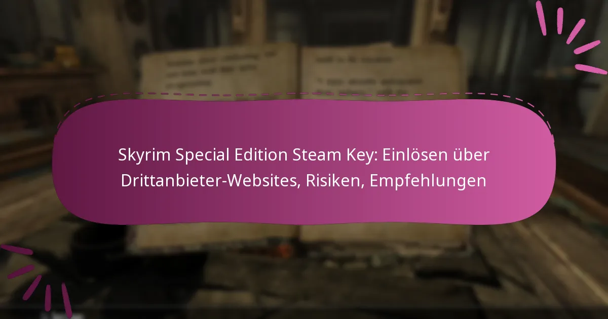 Skyrim Special Edition Steam Key: Einlösen über Drittanbieter-Websites, Risiken, Empfehlungen