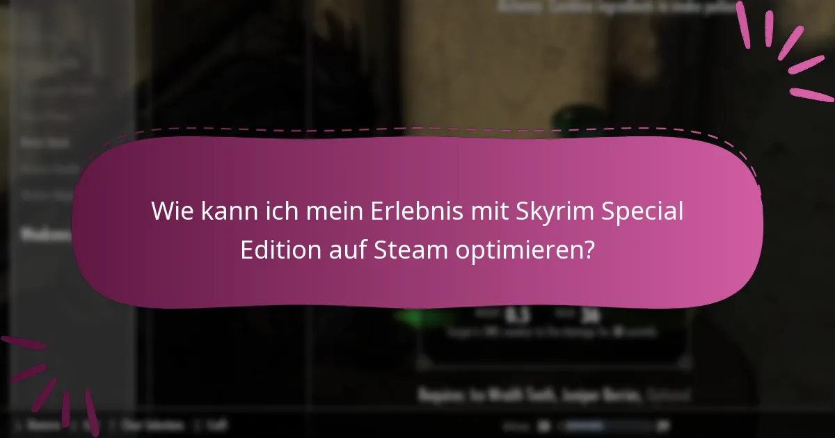 Wie kann ich mein Erlebnis mit Skyrim Special Edition auf Steam optimieren?
